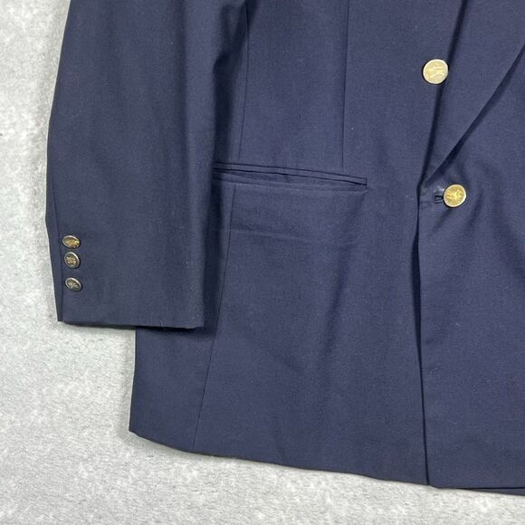 Vintage Burberrys’ Navy Blazer Pure Wool Gold Branded Buttons Jacket Mens Sz 46 - Picture 3 of 15